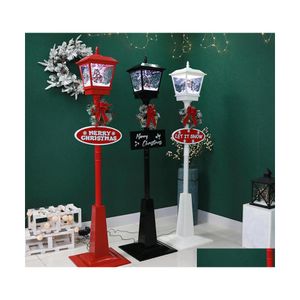 Kerstdecoraties Elektrische sneeuw Muziek Street Lights Iron Decoratie Metal Emitting Kerstmis Outdoor Ornamenten Drop Delivery Home Gar Dhcjw