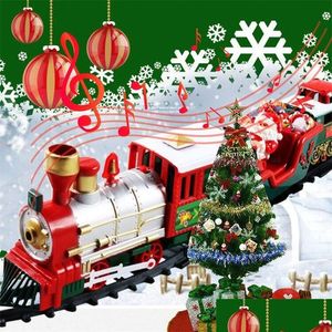 Décorations de Noël Train Electric Set Tet Railway Track avec musique Santa Claus Tree Decoration Model Toys Drop Livrot Dhisa