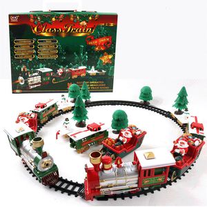 Kerstversiering Elektrische Trein Speelgoedrailwagen Mini Track Frame Met Geluid Licht Boom Decors Kid Jaar Kerstcadeau 230907