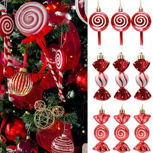 Kerstversiering Gegalvaniseerde Rode Snoep Lollipop Kerst Bal Ornamenten 6pcs veel Boom Hanger Jaar 2024 Home Decor Navidad 231011