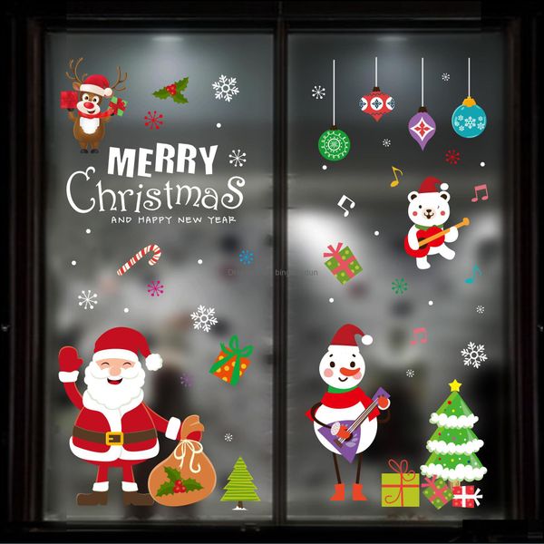 Décorations de Noël Autocollants électrostatiques Shop Malls El Glass Window Santa Claus Autocollant Drop Livraison Maison Jardin Fête Fête S Dh2Uj