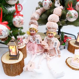 Décorations de Noël Elf Couple Poupées En Peluche Jouets Arbre De Noël Pendentif Goutte Ornements Suspendus Décoration Navidad Année Cadeaux De Noël pour Enfants 220921