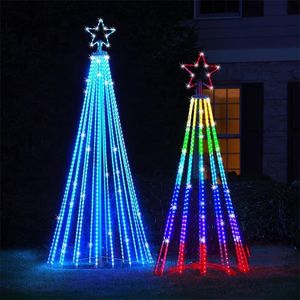 Kerstdecoraties EST LED Kerst Tree Lightshow String Waterfall Star Lights Outdoor Multicolor Lightshow For Garden Yards Wedding Party 221123