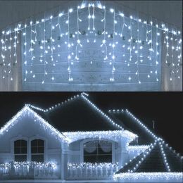 Décorations de Noël EU 220V LED rideau glaçon chaîne lumière Droop 0.6-0.8m décorations pour la maison hiver avant-toit rue décor guirlande de noël en plein air 231025