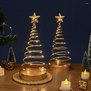 Décorations de Noël en spirale en fer forgé de style européen avec lumières, décoration créative pour la maison, cadeau de bureau