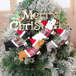 Décorations de Noël Tissu Ornement d'arbre à chien joyeux pour la maison 2024 CRISTMAS NAVIDAD CADEAUX DE VISMAS BONNE ANNÉE