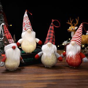 Décorations de noël poupée naine sans visage, Rudolph lumineux, ornements de vieil homme, pendentif d'intérieur, nouvel an