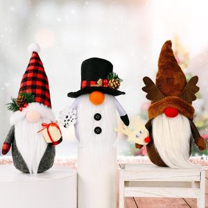 Décorations de noël Gnome sans visage fait à la main en peluche père noël bonhomme de neige renne poupée maison fête fenêtres ornement w-00785
