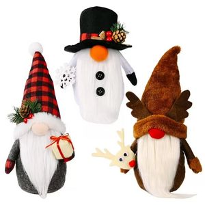 Décorations de noël Gnome sans visage fait à la main en peluche père noël bonhomme de neige renne poupée maison fête fenêtres ornement JN12