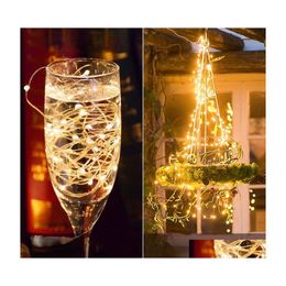 Kerstdecoraties Fairy Lights Copper Wire Led String Garland binnenshuis slaapkamer huis bruiloft jaar decoratie batterij aangedreven dhs dr dhnwh