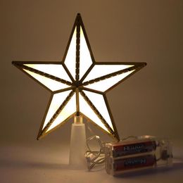 Decoraciones navideñas, lámparas para decoración de árbol de hadas, luz en forma de estrella de cinco puntas, suministros para fiesta de año de Navidad para el hogar 171f