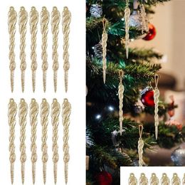 Decoraciones navideñas Falso Carámbano Prop Árbol Simación Hielo Colgando Invierno Congelado Fiesta Hogar Jardín Adornos 13 cm Entrega de gota Festi Dhg5U