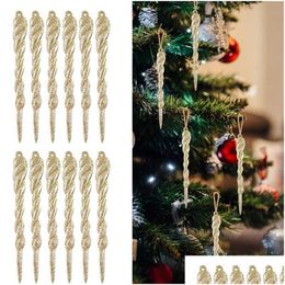 Kerstversiering Nep Ijspegel Prop Boom Simatie IJs Opknoping Winter Bevroren Feest Huis Tuinornamenten 13 Cm Drop Delivery Festi Dhmmz