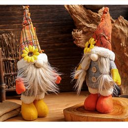 Kerstversiering Herfst Gnome Pompoen Zonnebloem Zweedse Elf Dwerg Pluche Ornamenten voor Huis Herfst Thanksgiving Decor 230907