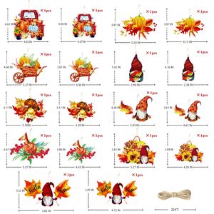 Kerstversiering Herfst Boomornamenten Gnome Herfst Esdoornblad Hallo Teken Pompoen Rode Vrachtwagen Hangende Slingers Banner Voor Thanksgiving Amya1