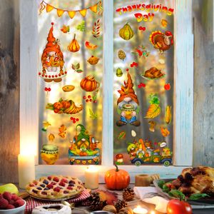 Décorations de Noël Autocollants de fenêtre d'automne 9 feuilles Autocollants de Gnome de Thanksgiving pour fenêtres en verre Feuilles d'érable d'automne Livraison directe à domicile Amyab