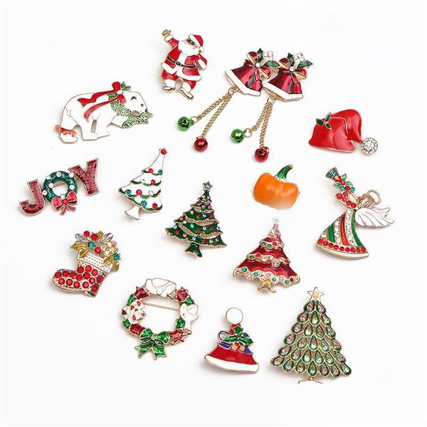 Décorations De Noël Mode Broche Comme Cadeau Bonhomme De Neige Bottes Jingling Bell Père Noël Broches Pins Cadeaux De Noël Drop Delivery Home Gar Dhkc5