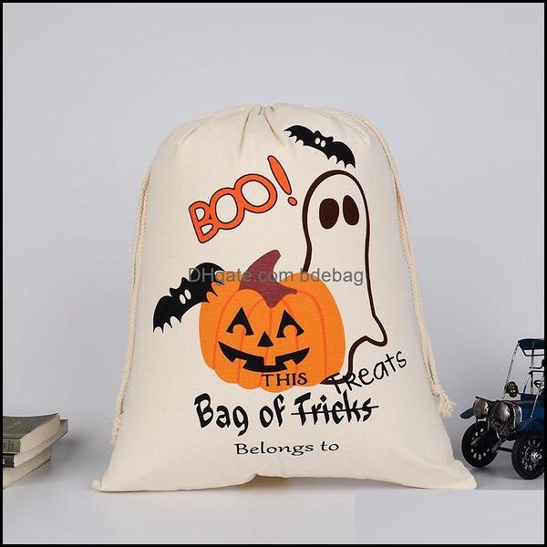 Décorations de Noël Sacs en toile de mode Halloween Cadeau Sack Candy Dstring Sac Festival Party Christmas Pumpkin Pattern Trick ou Tr Dhxt7