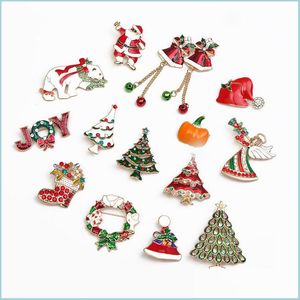 Adornos navideños Broche de Navidad de moda como regalo Botas de muñeco de nieve Cascabel Papá Noel Broches Prendedores Regalos de Navidad Entregar Dhfwr