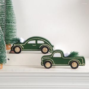 Décorations de Noël Mode Décoration de voiture vert foncé Vente en gros 2023 Petits ornements transfrontaliers en bois