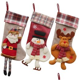 Decoraciones navideñas Moda Santa Elk Tela Regalo Calcetines Navidad Regalos encantadores Bolsa para niños Chimenea Árbol Decoración Drop Deliv DHVU8