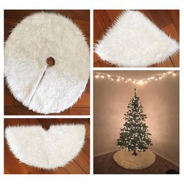 Kerst decoraties faux bont tapijt witte pluche boom rok base ornamenten zacht voor thuis Xmas vloer decor