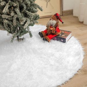 Décorations de Noël Jupe d'arbre en fausse fourrure Tapis de flocon de neige Tapis en peluche blanc Décoration de Noël pour la maison Ornement de tablier de Noël 90 cm 120 cm