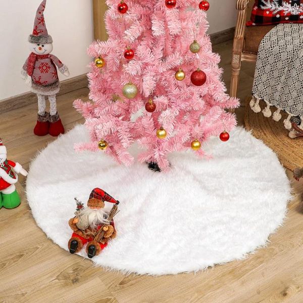 Décorations de Noël Jupe d'arbre en fausse fourrure Fluffy White Xmas pour Joyeux Party