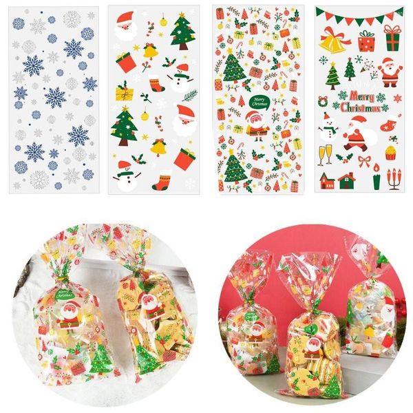 Décorations de Noël Faveurs Bonhomme de neige Cellophane Fournitures de Noël Sacs de bonbons Traiter Sac Cuisson Emballage Biscuits Stockage