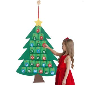 Décorations de Noël Arbre en feutre DIY Numéro Calendrier de l'Avent Pendentif Ornements détachables Fenêtre Suspendue Décor Cadeaux de Noël pour les enfants