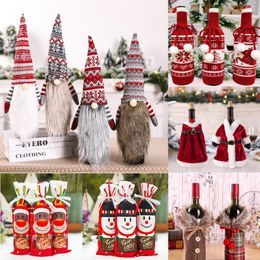 Décorations de Noël Fengrise Couverture de bouteille de vin Joyeux décor pour la table à la maison 2022 Ornement Année Cadeaux Navidad