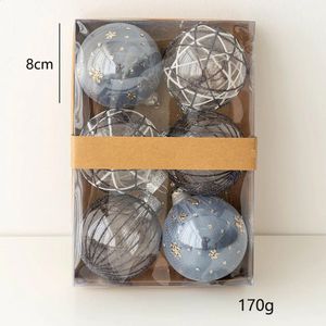 Décorations de Noël Festival Party Supplie Boules de haute qualité Boule transparente 6Pcs 8cm Bleu Champagne PET Argent Blanc 231030