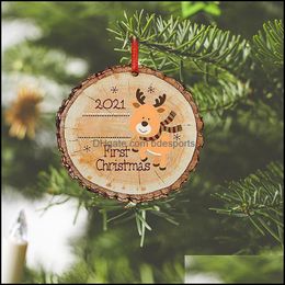 Kerstversiering Feestelijke feestartikelen Home Garden Cute Tree Acrylic Hanger 2021 Decoratie Bruiloft Tags Baby Shower Douche Fa