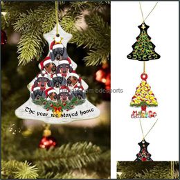 Kerstversiering Feestelijke feestartikelen Thuis Tuin Houten Tree Kleine Tags Hanger Ornament Hang Ornamenten voor Muurdeur Achteraanzicht MI