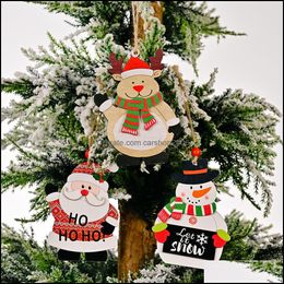 Kerstmisdecoraties Feestelijke feestartikelen Huis Tuinboom Houten Santa Sneeuwman Rendier Opknoping Ornamenten Gift Tags Holiday Favors KDJ