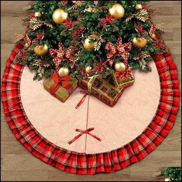 Kerstmisdecoratie Feestelijke feestartikelen Thuis Tuin Tree Rokken Bowknot Patchwork Decoraciones de Navidad Pad Rode roosters Linnen Orna