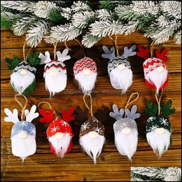 Kerstversiering Feestelijke feestartikelen Huis tuin 5 stks / partij Boom Hanging Gnomes Ornamenten Eland Zweedse handgemaakte pluche Santa Elf Deco