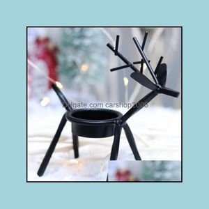 Decoraciones navideñas Suministros festivos para fiestas Hogar Jardín Candelabros Creativo Europeo Arte del hierro Ciervo Candelabro y regalos Entrega de gota