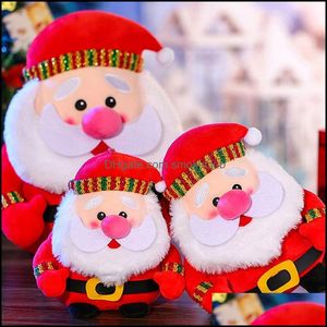 Kerstversiering Feestelijke feestartikelen Thuis Garden Bebaarde Santa Claus Pluche Speelgoed Gevulde Zachte Kawaii Puppet Doll Kussen Verjaardag GIF