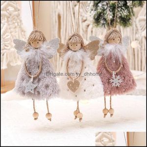 Kerstmisdecoratie Feestelijke feestartikelen Huis Tuinboom Pluche Angel Doll Meisje Hanger Navidad Year Xmas Hangende Ornamenten Kindergift