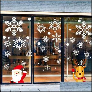 Kerstdecoraties Feestelijke feestbenodigdheden Home Garden PVC Statische elektriciteitssticker Beautify Window Santa Elk Snowflake Glass Wall STI