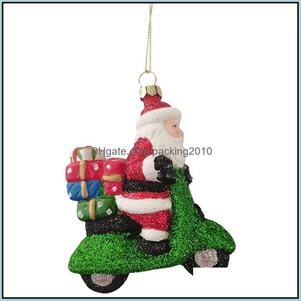 Décorations De Noël Fournitures De Fête De Fête Maison Jardin Mise En Page De La Scène Ornement Petit Cadeau Pendentif Père Noël Sur Moto Drop Delivery 2021 Ev