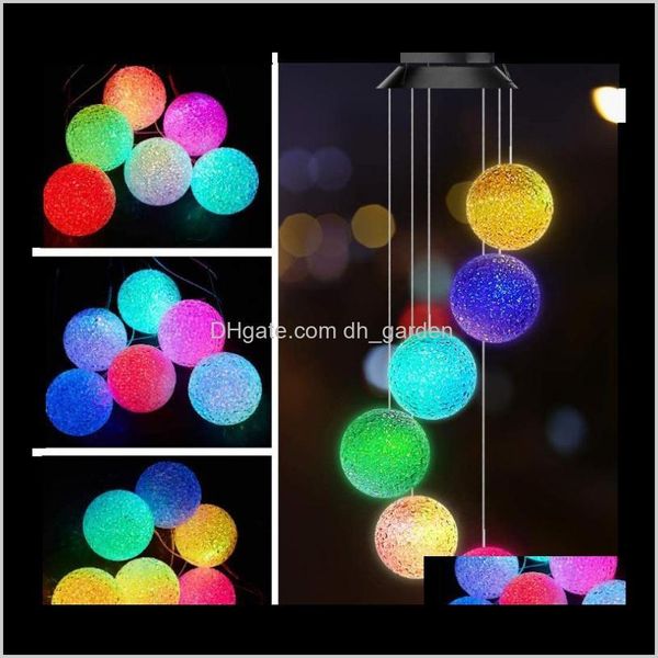 Decoraciones navideñas Suministros festivos para fiestas Home Garden Drop Delivery 2021 Chime Espiral Cambio de color Solar Power Spinner Crystal Ball Mo