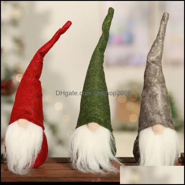 Decoraciones navideñas Suministros festivos para fiestas Hogar Jardín Christman Papá Noel Muñeca Escandinavo Gnomo Felpa Regalo de cumpleaños Adornos H