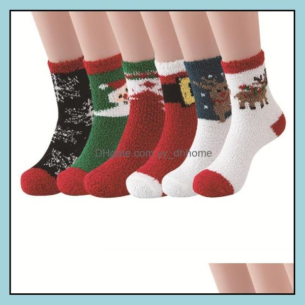 Décorations de Noël Festive Party Supplies Home Garden Elk chaussettes épaissies de Coral Fleece Wholesale Floor Sock CHR DHB2T