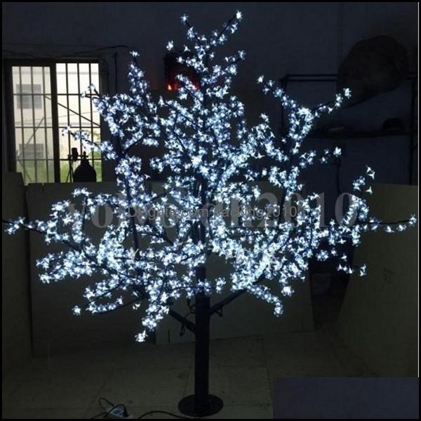 Decoraciones navideñas Suministros festivos para fiestas Hogar Jardín 2M 6.5Ft Altura Led Artificial Cerezo en flor Árboles Luz 1536Pcs Bbs 110/220V Ra