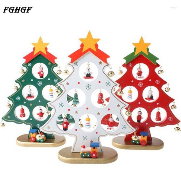 Decoraciones navideñas FGHGF 22CM Árbol de Navidad de madera Mesa de escritorio Decoración de adornos Regalo grande de bricolaje para fiesta / hogar