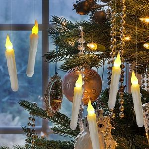 Kerstdecoraties Flameless Led Taper Candle Flicking Battery bediende Hangende Taper Candle For Party Church Halloween Merry Christmas Decoratie 220901