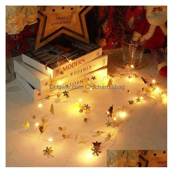 Decoraciones navideñas para el hogar 2M 20 LED Alambre de cobre Cono de pino Árbol de luz Kerst Natal Año 2022 211104 Entrega de gotas Jardín Festivo Dhbux