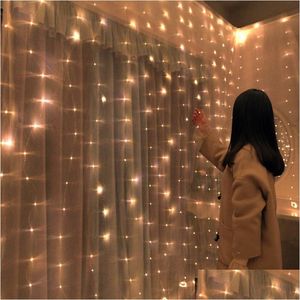 Décorations de Noël pour la maison 3x0,5 m / 3 x 2 m / 3 x rideau LED chaîne de fil de cuivre guirlande lumineuse année 2021 Q livraison directe jardin Dhuh0